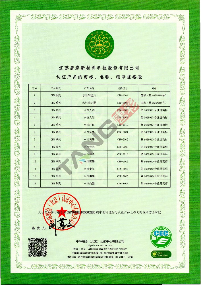中國(guó)環(huán)境標(biāo)志產(chǎn)品認(rèn)證證書（2）